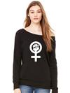 Venus Fist Feminism Slouchy Off Shoulder Oversized Sweatshirt